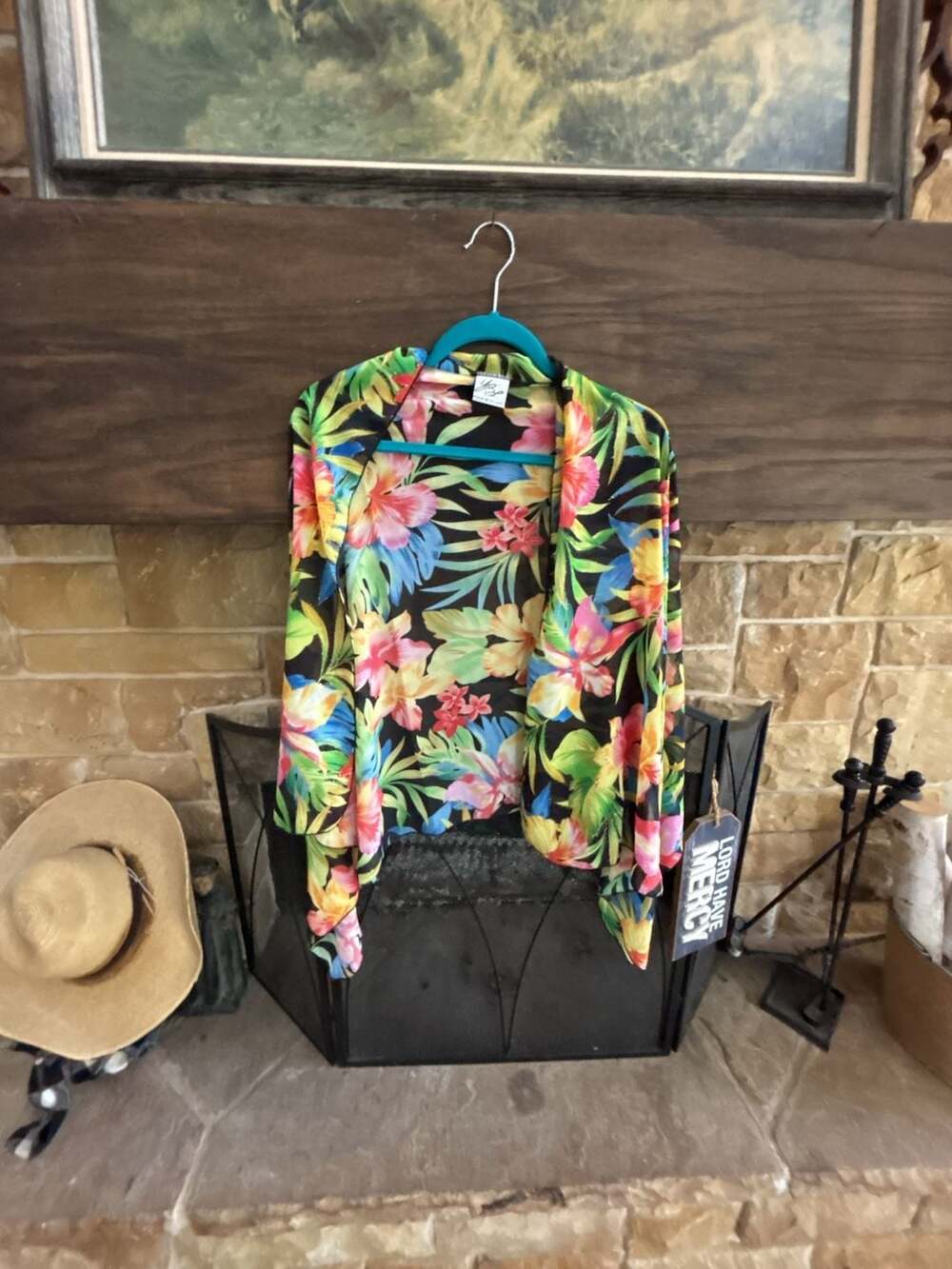 YBL Your Best Look Tropical Floral Print Sheer Kimono Cover-Up - Picture 1 of 4